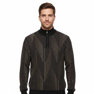 Vintage St. Croix Men’s Brown Black Ribbed 1/4 Zip Sweater